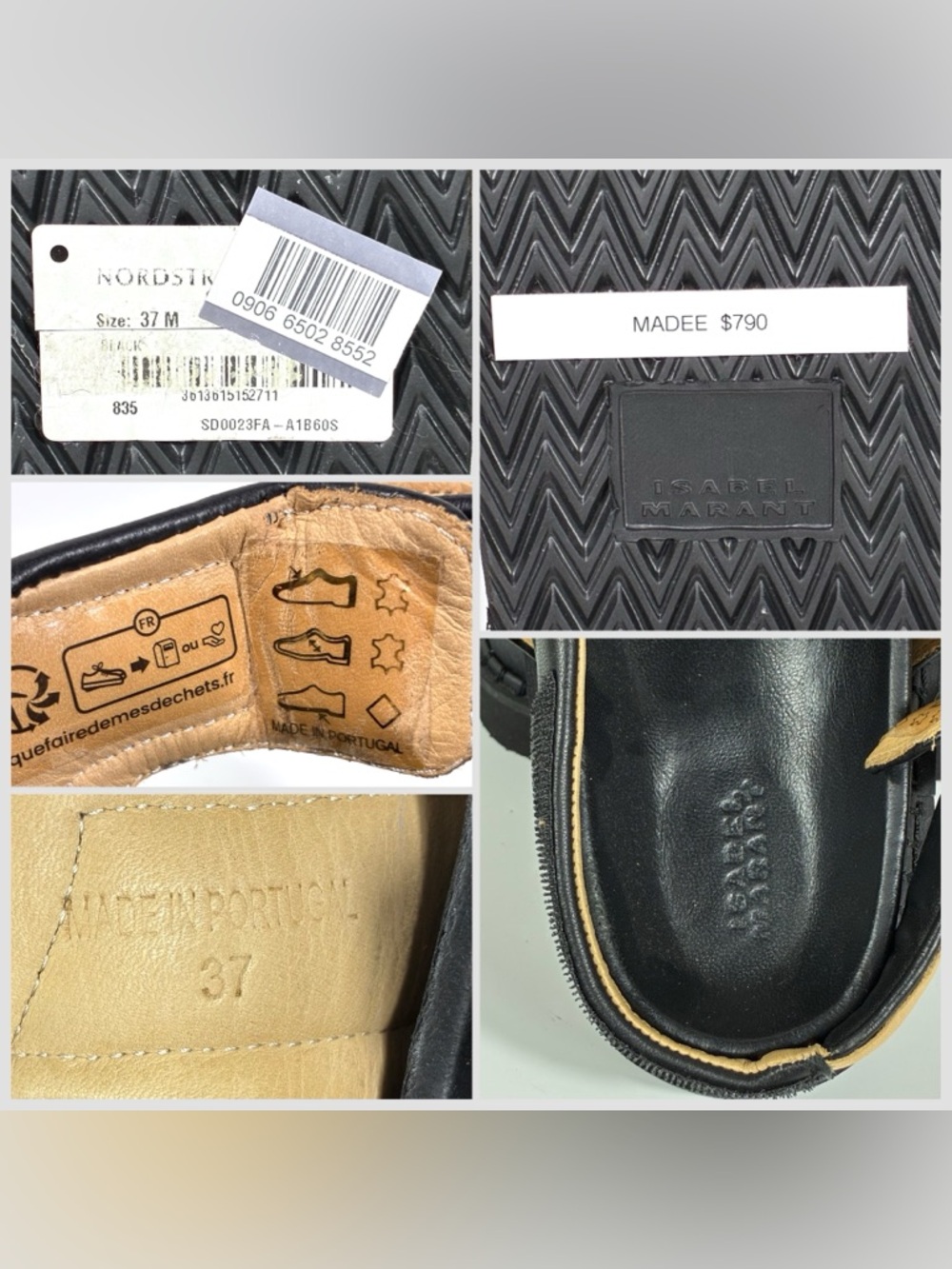Isabel Marant Madee Platform Leather Sandals Black 37 NEW Flat - Picture 6 of 17